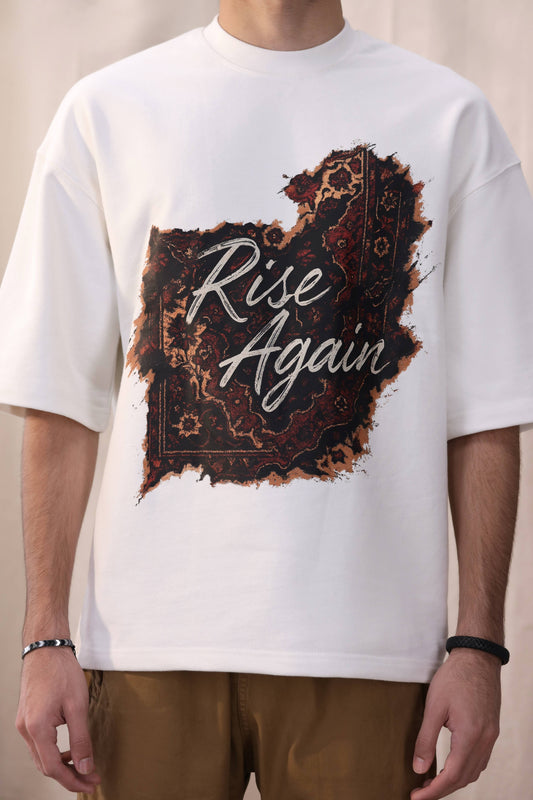 Raah white oversized box fit unisex t-shirt by Shatrnj