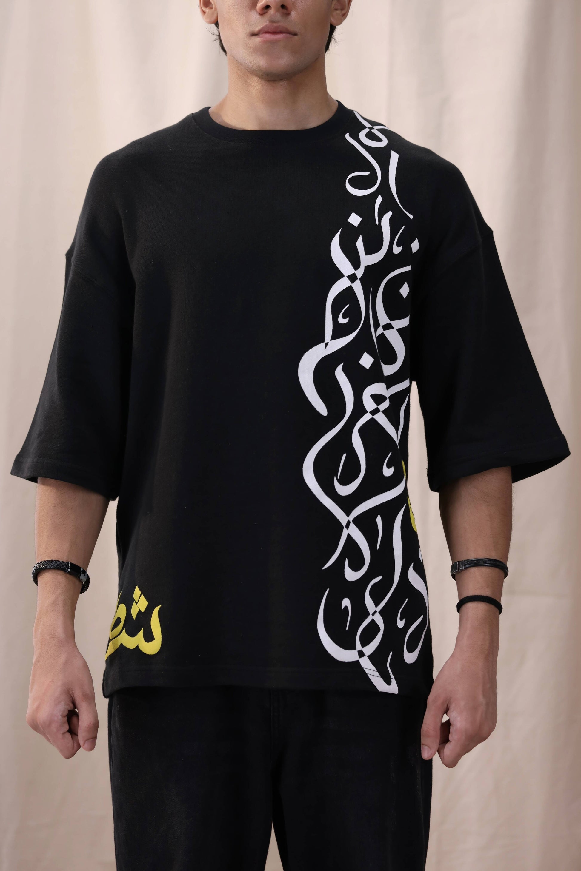 Feral black oversized drop shoulder unisex t-shirt by Shatrnj